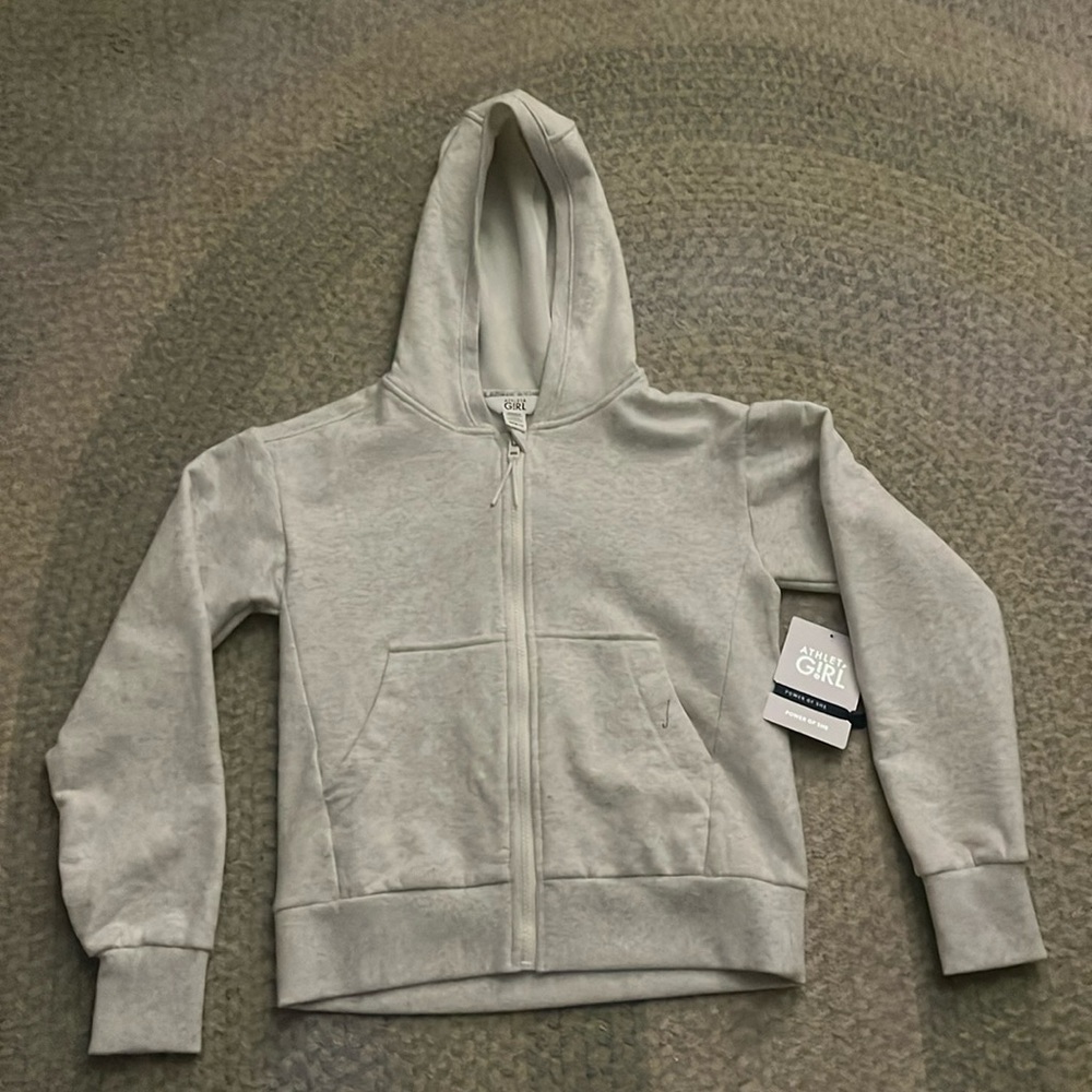 Athletic girls size medium, retro, plush, full zip hoodie